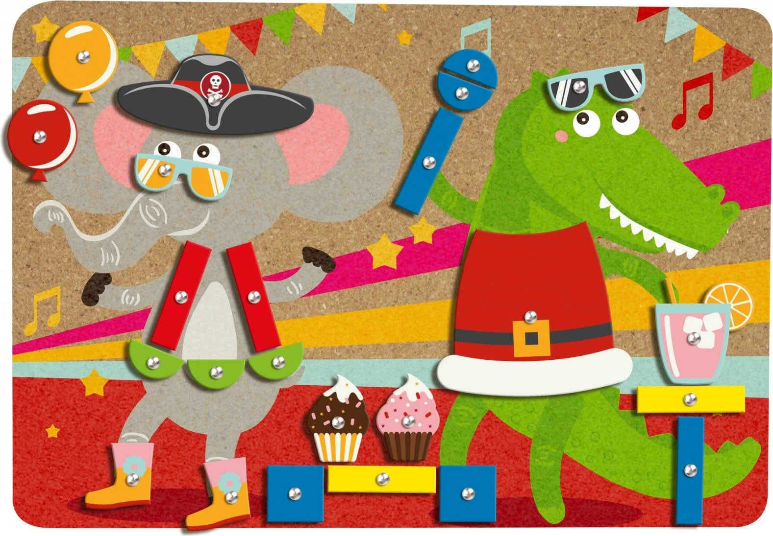 Lojë edukative Lena Przybijanka Party Set, 54 pjesë, shumëngjyrëshe