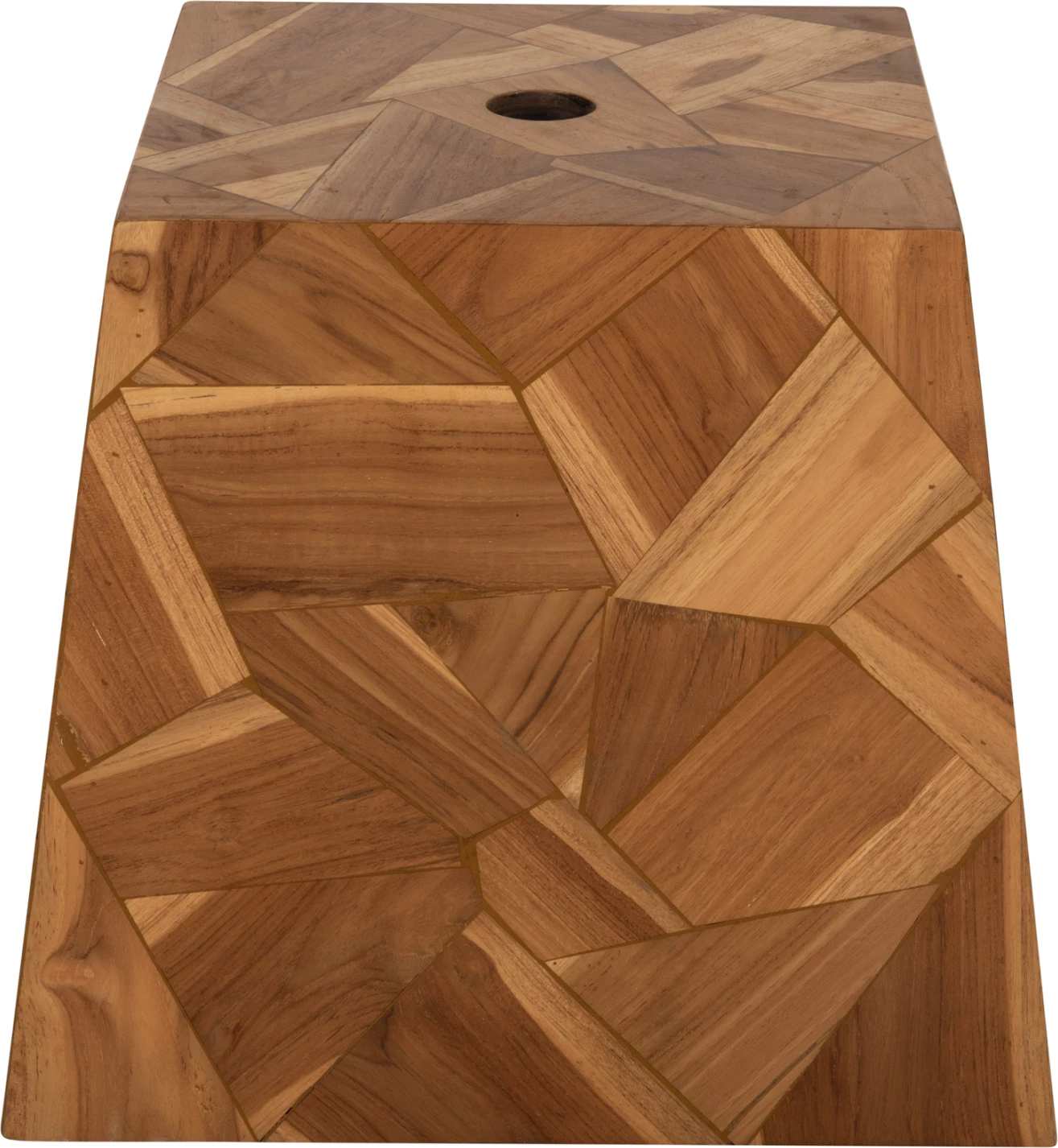 Baza për ombrellë, beton, mbulesë dru tik, vrimë 5cm, 47x47x42cm