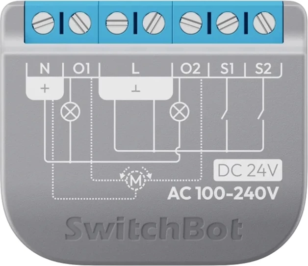 Ndërprerës rele inteligjent dy‑kanalesh SwitchBot Relay Switch 2PM Matter Wi‑Fi + Bluetooth repeater matje energjie 16A (10A/kanal)