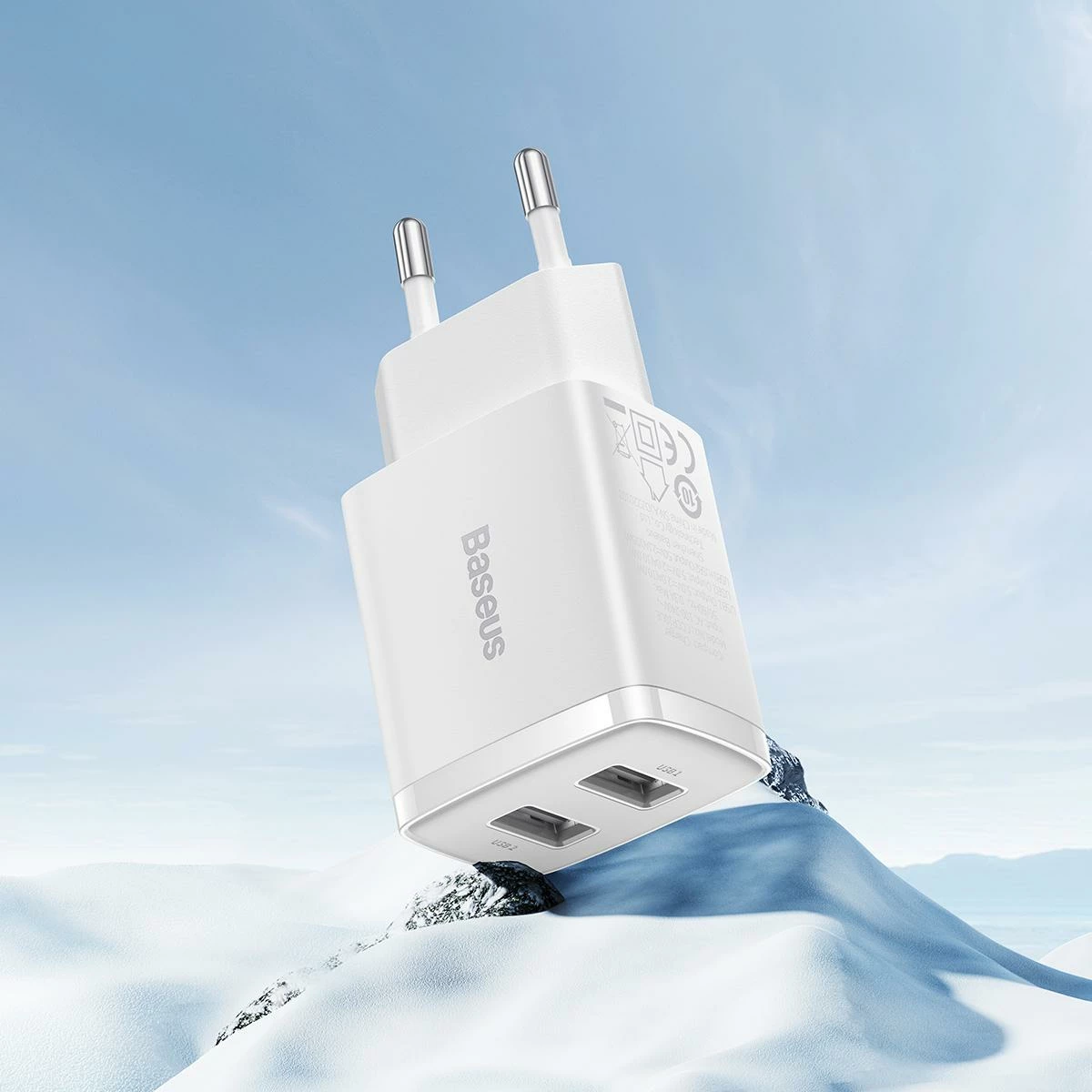 Karikues kompakt Baseus CCXJ010202 2x USB-A 2.1A 10.5W, bardhë