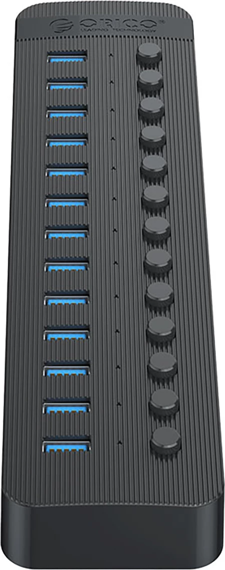 Hub USB Orico CT2U3-13AB, 13x USB-A 3.0 me çelësa, Zi