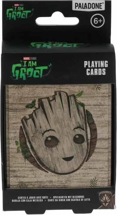 Letra loje Paladone Marvel I Am Groot, 54 karta + 2 joker, me kuti metalike
