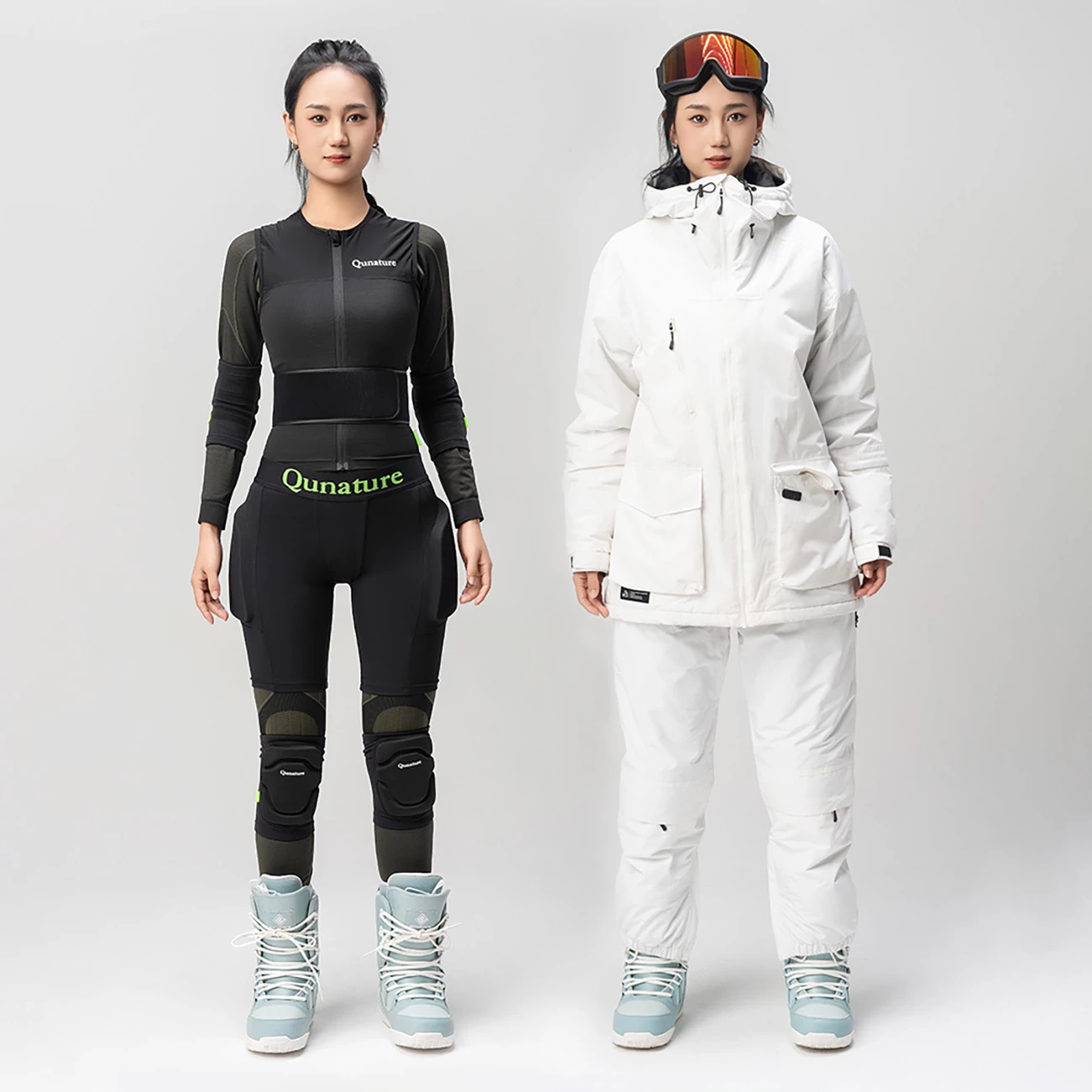 Pantallona mbrojtëse ijë Qunature Ski Basic S, EVA 12 mm, uniseks, e zezë