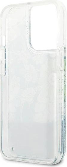 Mbështjellës Guess Flower Liquid Glitter për iPhone 13 Pro Max 6.7", Gjelbër