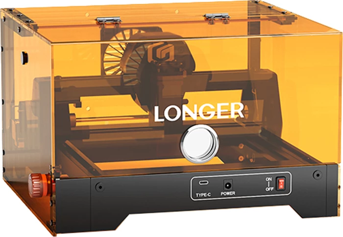 Gravues lazer Longer Ray5 miniS 3.5W, 130x140mm, Wi‑Fi/USB, 450nm, me mbulesë portokalli