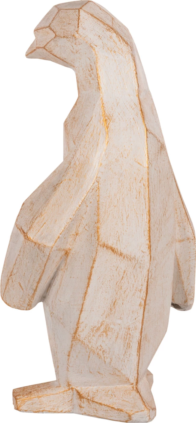 Dekorim për dysheme, pinguin, ngjyrë patina e bardhë me detaje ari, FH7915, 30x20x60H cm