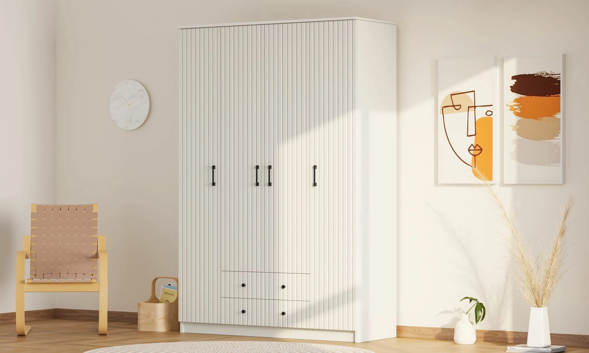 Dollap rrobash Skye Decor, ngjyrë e bardhë mat, RB-185-02