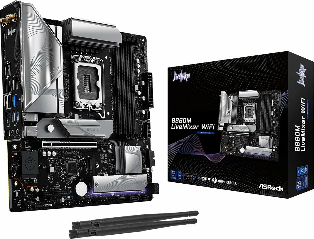 Pllakë amë ASRock B860M LiveMixer WiFi Micro ATX DDR5, Wi‑Fi 6E, Thunderbolt 4