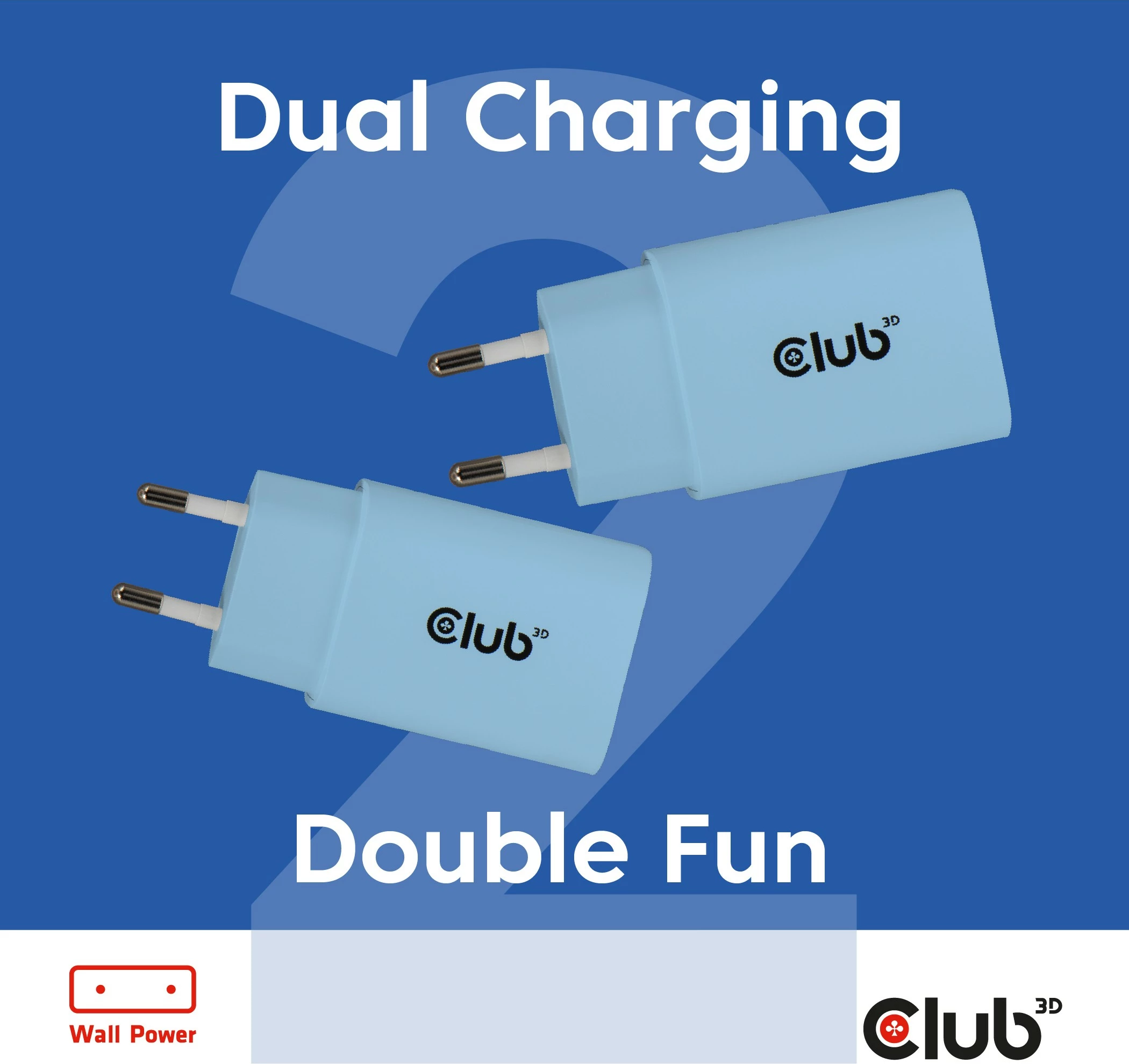 Karikues USB-C Club3D CAC-3022 30W 2 copë blu