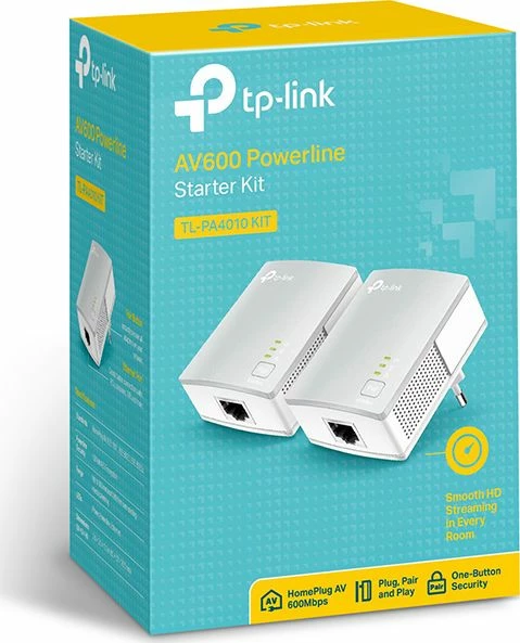 Adapter powerline TP-Link TL-PA4010KIT AV600 600 Mbps, 1x LAN, set 2 copë, ngjyrë e bardhë
