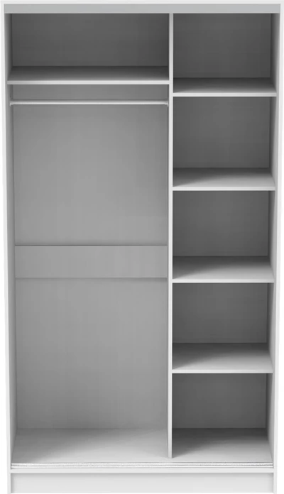 Dollap rrëshqitës dy-fletësh me pasqyrë, ngjyrë e bardhë, 120x60x220cm