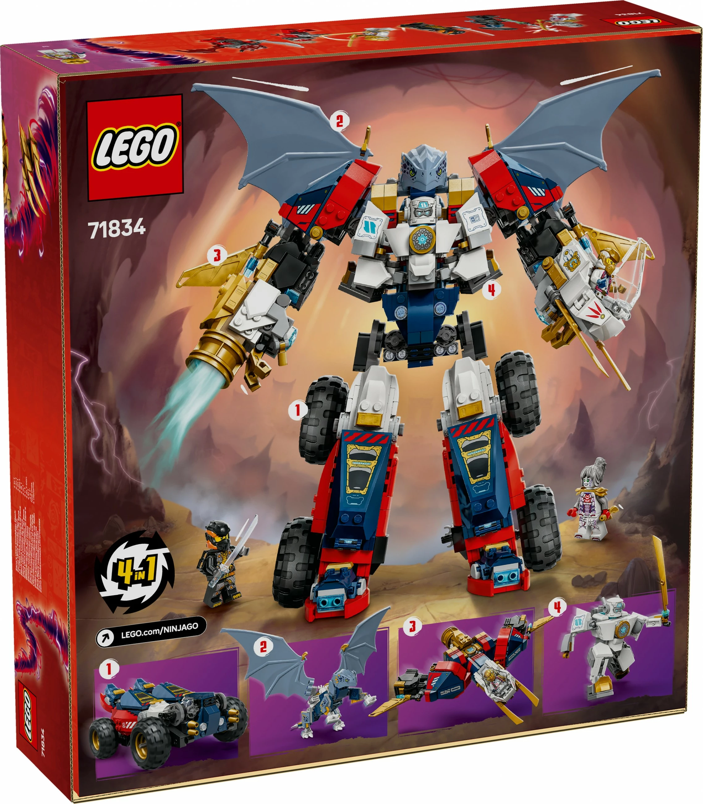 Set ndërtimi LEGO NINJAGO Zane’s Ultra Combiner Mech 71834, 1187 pjesë, shumëngjyrësh