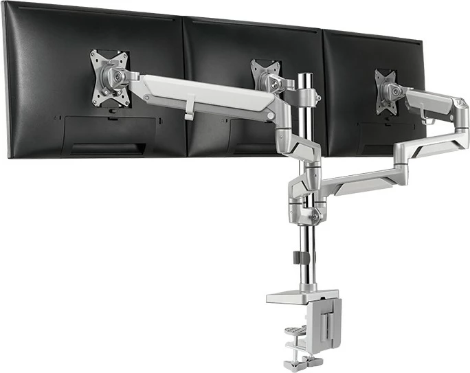 Krah monitori LogiLink BP0090, manual, 3 ekrane, 17-27 inç, 7 kg, argjendtë