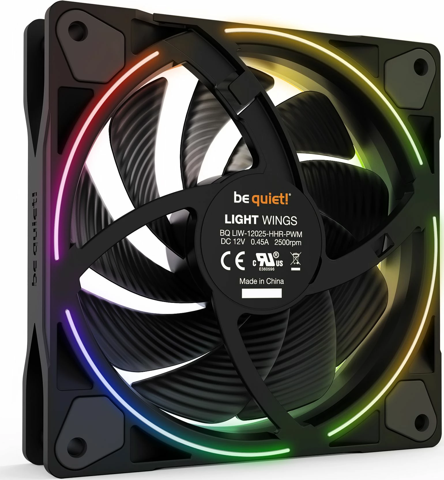 Ventilator PC be quiet! Light Wings BL073 120mm PWM High-Speed ARGB 2500rpm, i zi, 1 copë