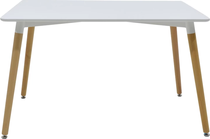 Tavolinë me karrige Ezra-Natali, ngjyrë gri-bardhë, këmbë natyrale, 120x80x76cm