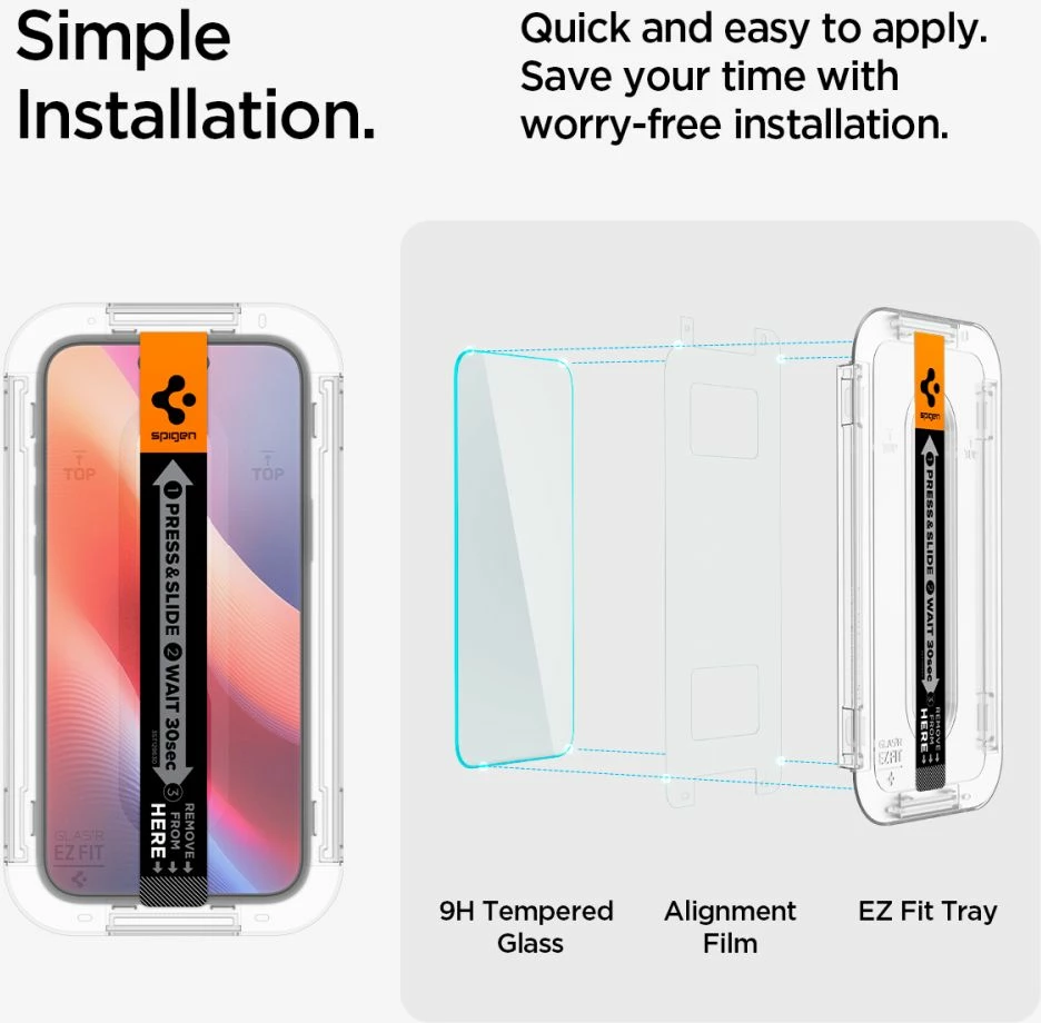 Mbështjellës xhami Spigen Glas.tR EZ Fit për iPhone 15/16, transparent, 1 copë