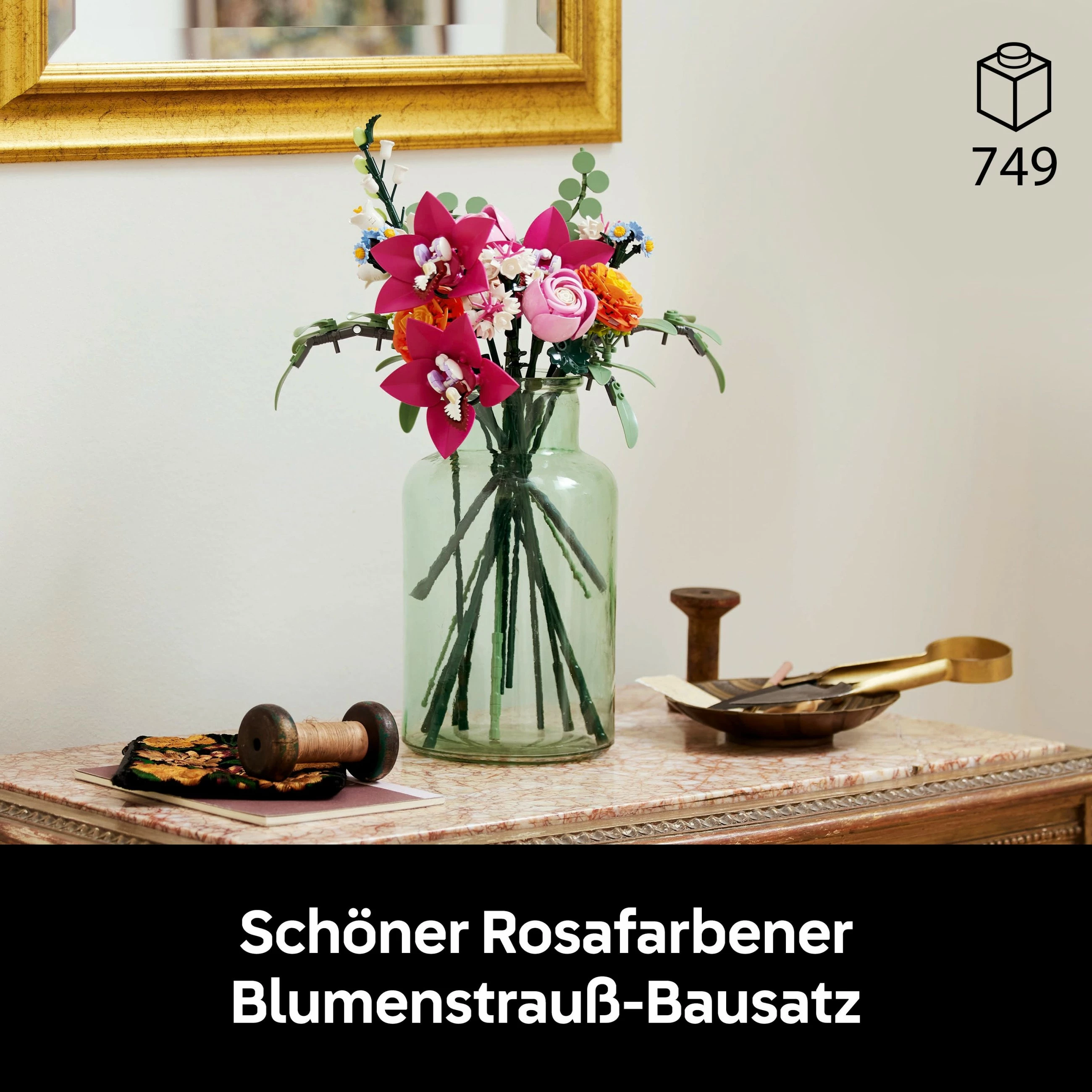 Set ndërtimi LEGO Botanicals Schöner Rosafarbener Blumenstrauß 10342, shumëngjyrësh