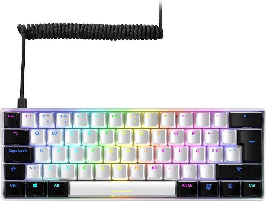 Tastierë mekanike SHARKOON SKILLER SGK50 S4, 60%, Kailh Red, RGB, e bardhë/zezë