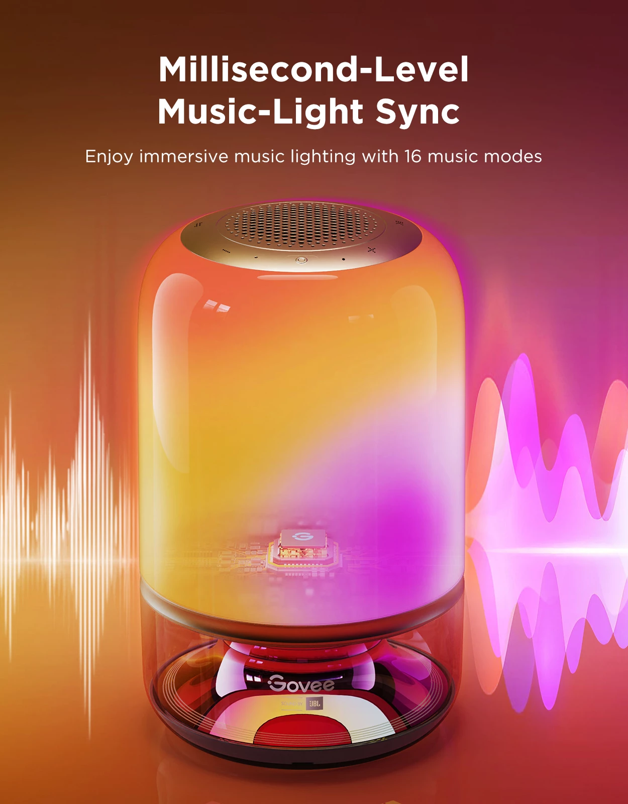 Lampë tavoline Govee Table Lamp 2 Pro x Sound by JBL, RGB, me bateri 5200 mAh