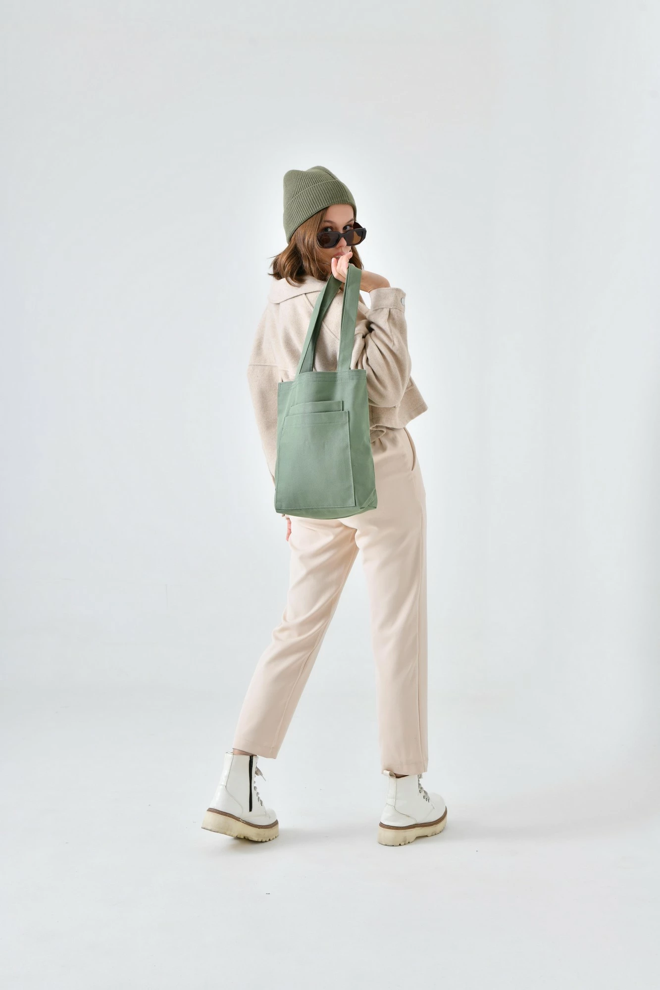 Çantë tote, ngjyrë mint, Zoozie Bags, 2117