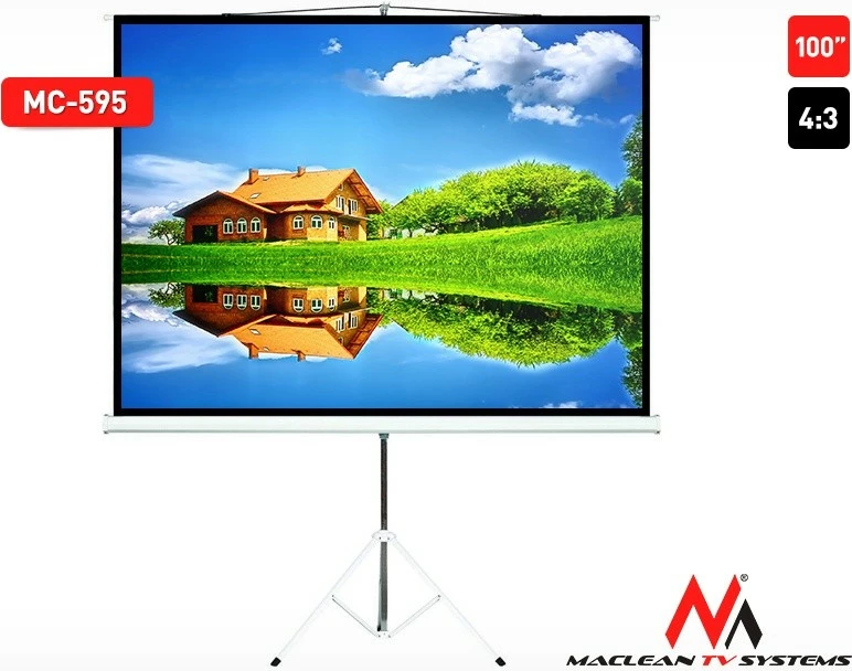 Ekran projekcioni Maclean MC-595, 100", 4:3, 200x150 cm, me stativ