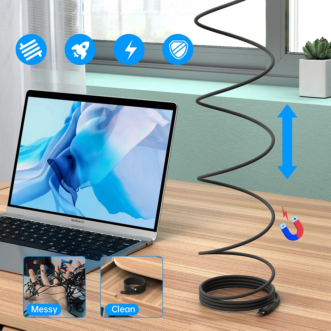 Kabllo USB-C në USB-C Choetech XCC-1051, 1.8m, 240W, e zezë