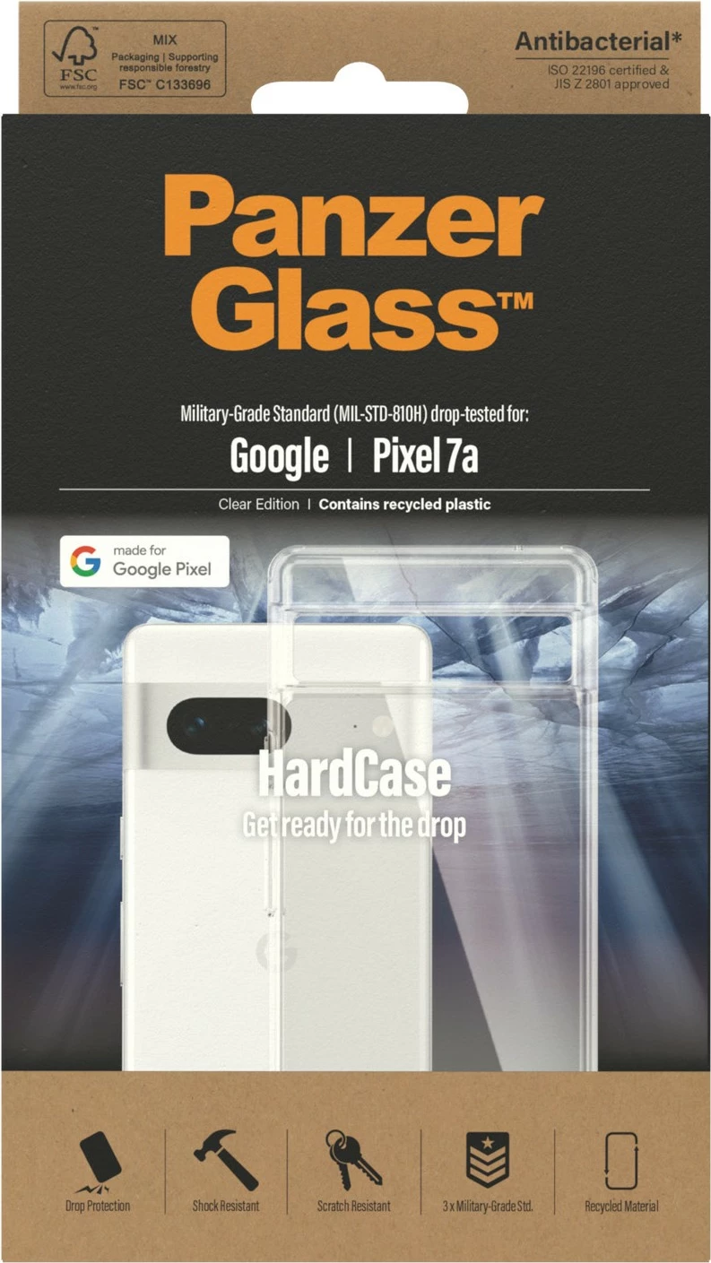 Mbështjellës PanzerGlass për Google Pixel 7a, transparent