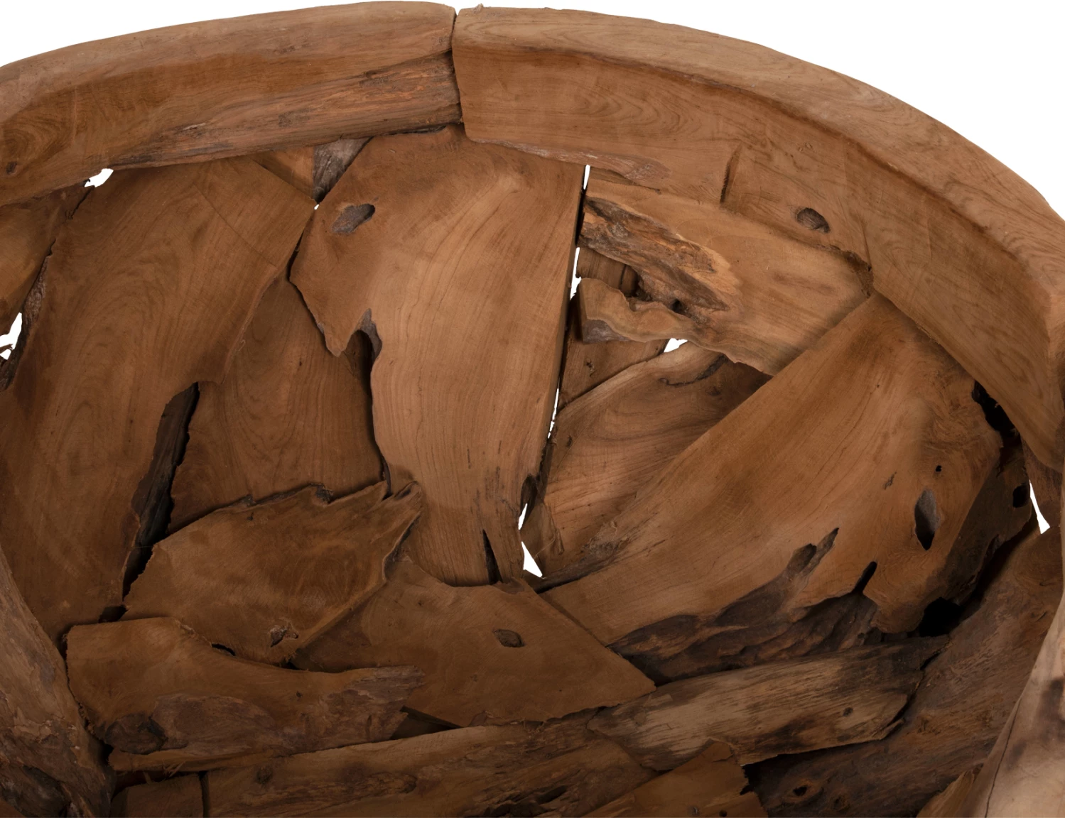 Tavolinë kafeje rrethore, copa rrënjë tik natyrale, FH4279, Φ100x43.5cm