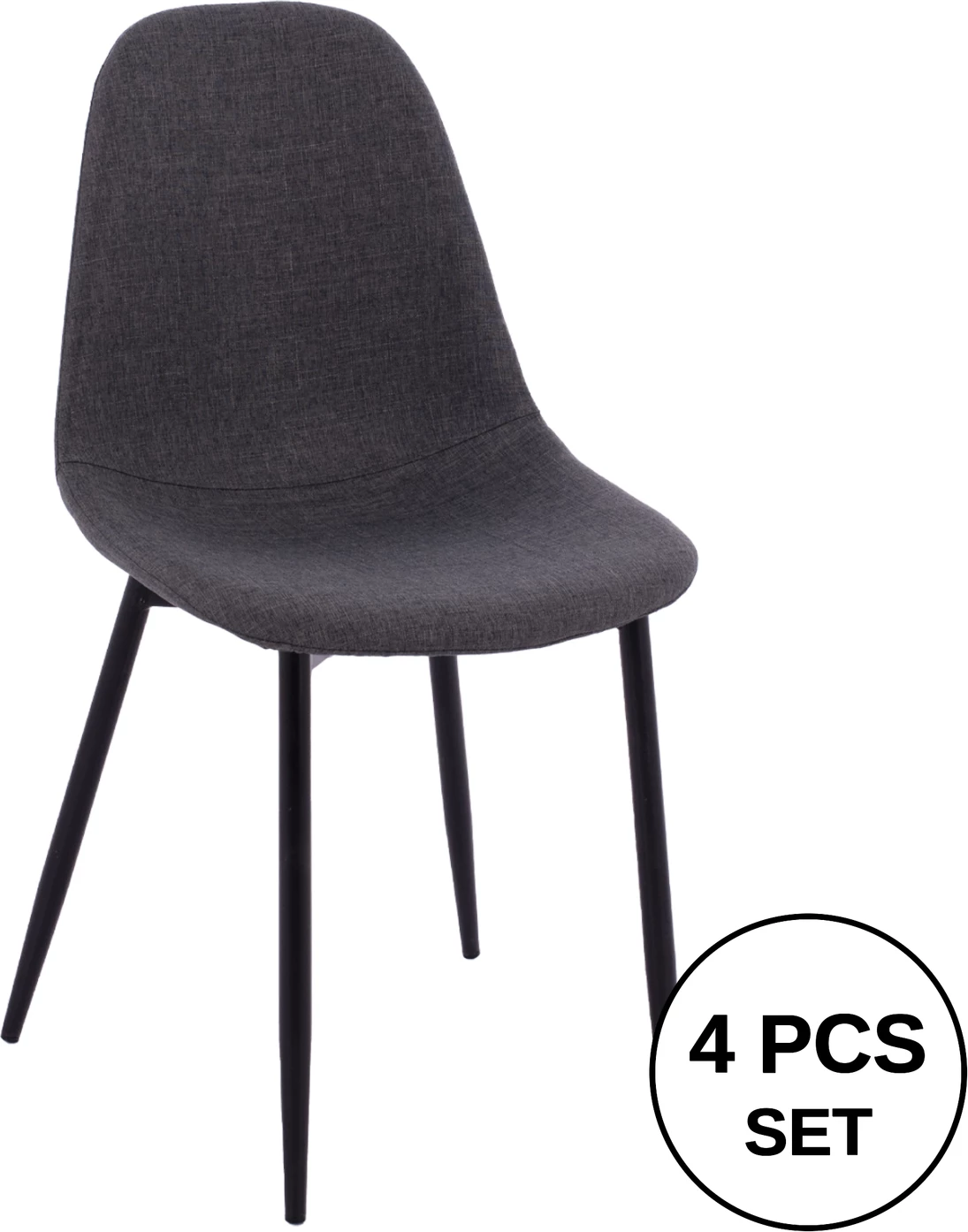 Karrige për ngrënie Leonardo FH00100.16 me këmbë metalike dhe pëlhurë gri e errët 43,5x59x84 cm., set prej 4 copë