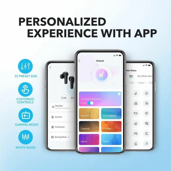 Kufje ANKER Soundcore R50i Bluetooth 5.3, 30 orë, aptX, IPX5, të bardha