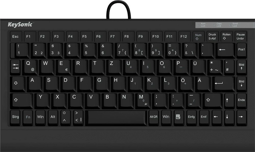 Tastierë mini KeySonic ACK-595C+, USB, membranë, QWERTY, e zezë