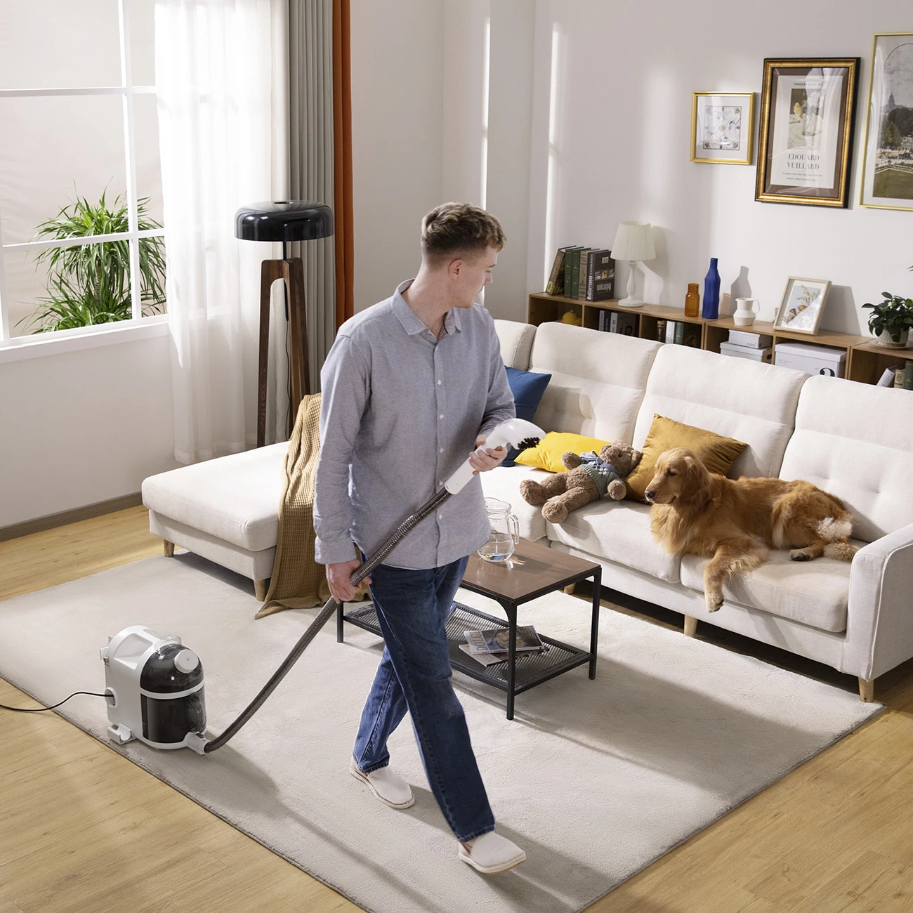 Fshesë me avull dhe korrent UWANT B200, 1900W, 12000Pa, me funksion pastrimi të thellë me avull, e bardhë, set aksesorësh