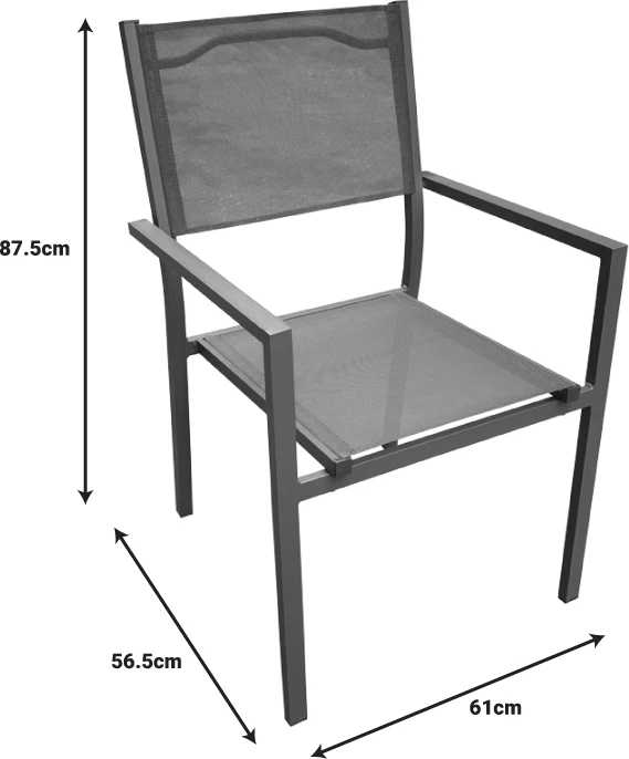 Tavolinë me karrige Nares-Moly C set prej 5 copash alumini anthracite dhe textilene me plywood ngjyrë natyrale 180x90x72.5cm