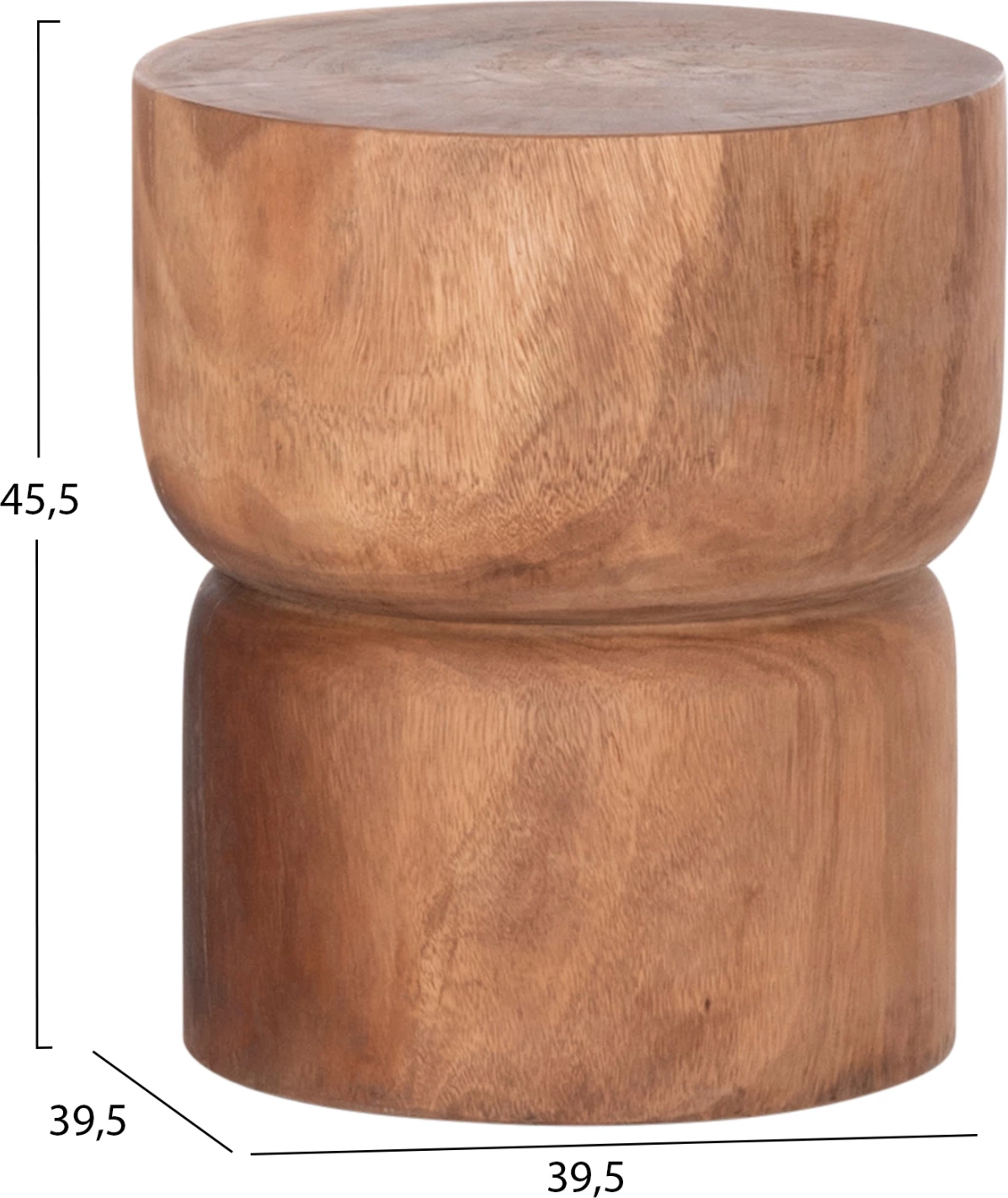 Tavolinë anësore ose stol cilindrik, dru suar natyral, FEBRY FH9908, 39.5x45.5cm