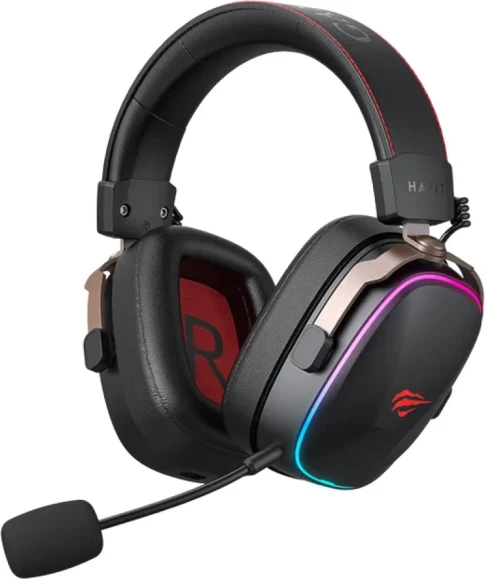 Kufje gaming wireless HAVIT HV-H2039BG, RGB LED, me mikrofon, 2.4GHz/Bluetooth/3.5mm, të zeza