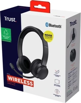 Kufje Trust Ayda, me kabllo dhe pa kabllo, Bluetooth, USB Type-C, të zeza
