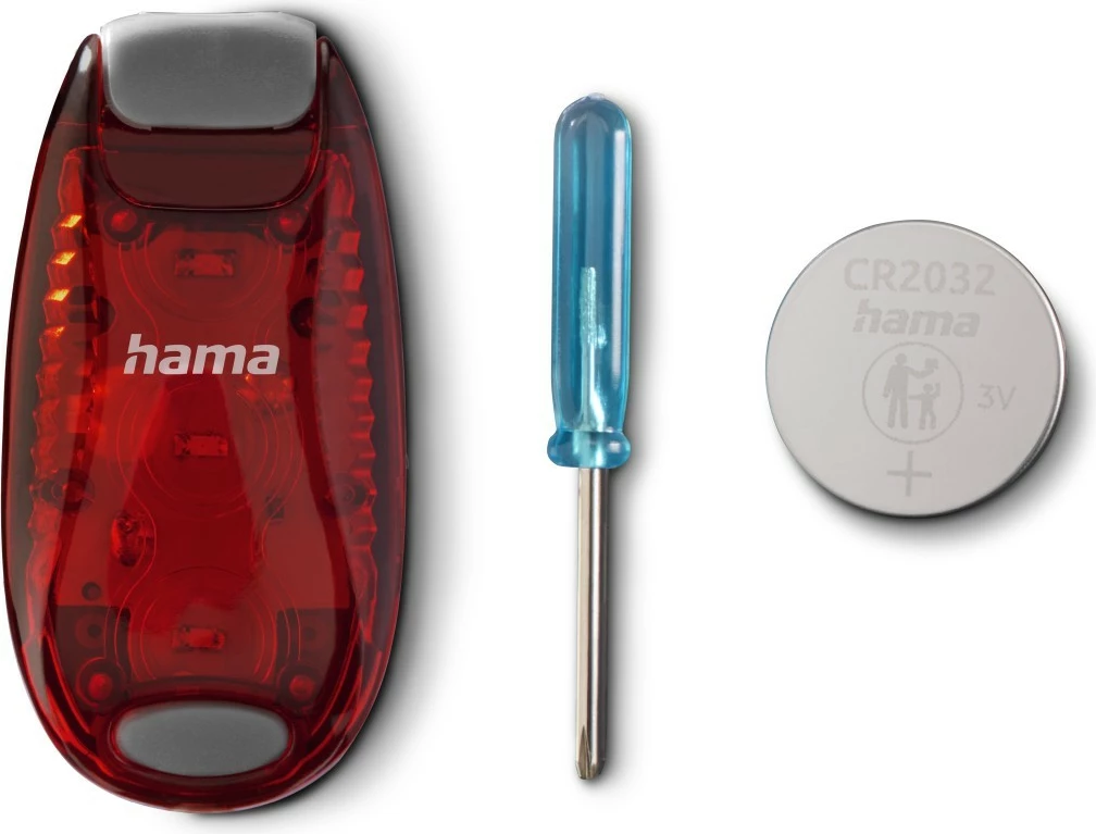 Dritë sigurie me kapëse, Hama, 228618, 3 modalitete ndriçimi, set 2 copë, e zezë/e kuqe