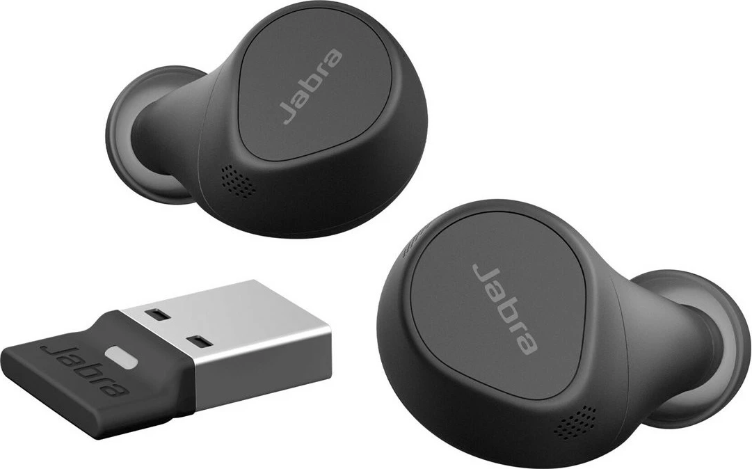 Kufje Jabra Evolve2 Buds, USB-A UC, True Wireless Stereo (TWS), Thirrje/Muzikë, 5.4 g, Headset, E zezë