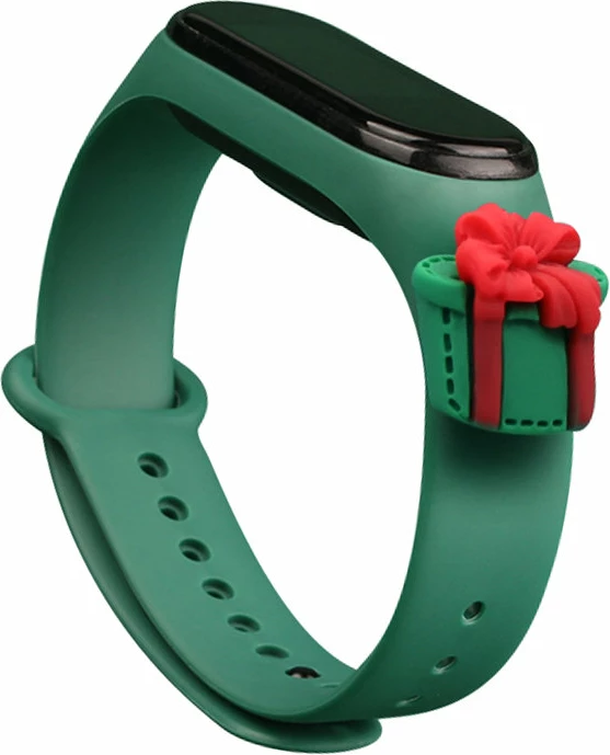 Rrip silikoni Hurtel për Xiaomi Mi Band 3/4, temë Krishtlindjesh, i gjelbër