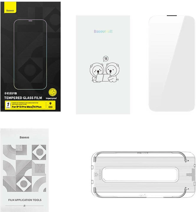 Xham i temperuar Baseus SGKN030702 për iPhone 13 Pro Max/14 Plus, 0.4mm, me set pastrimi
