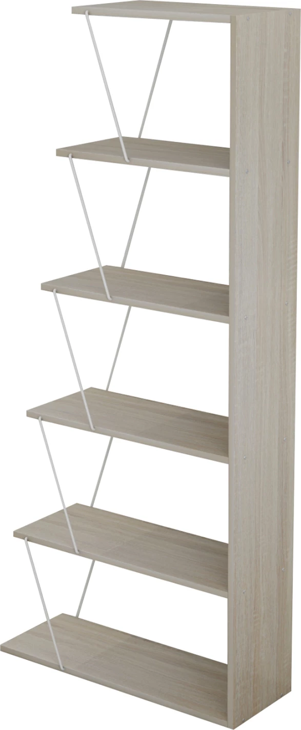 Raft librash MINI TARS FH2241.11 melaminë sonoma-shufra metali të bardha 65x22-24x146H cm