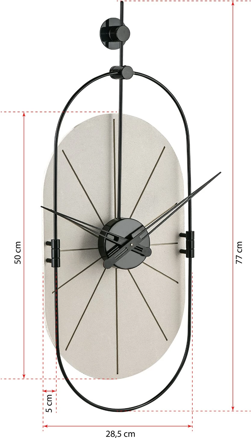 Orë muri dekorative metalike Wallity, e bardhë/zezë, 77x29cm