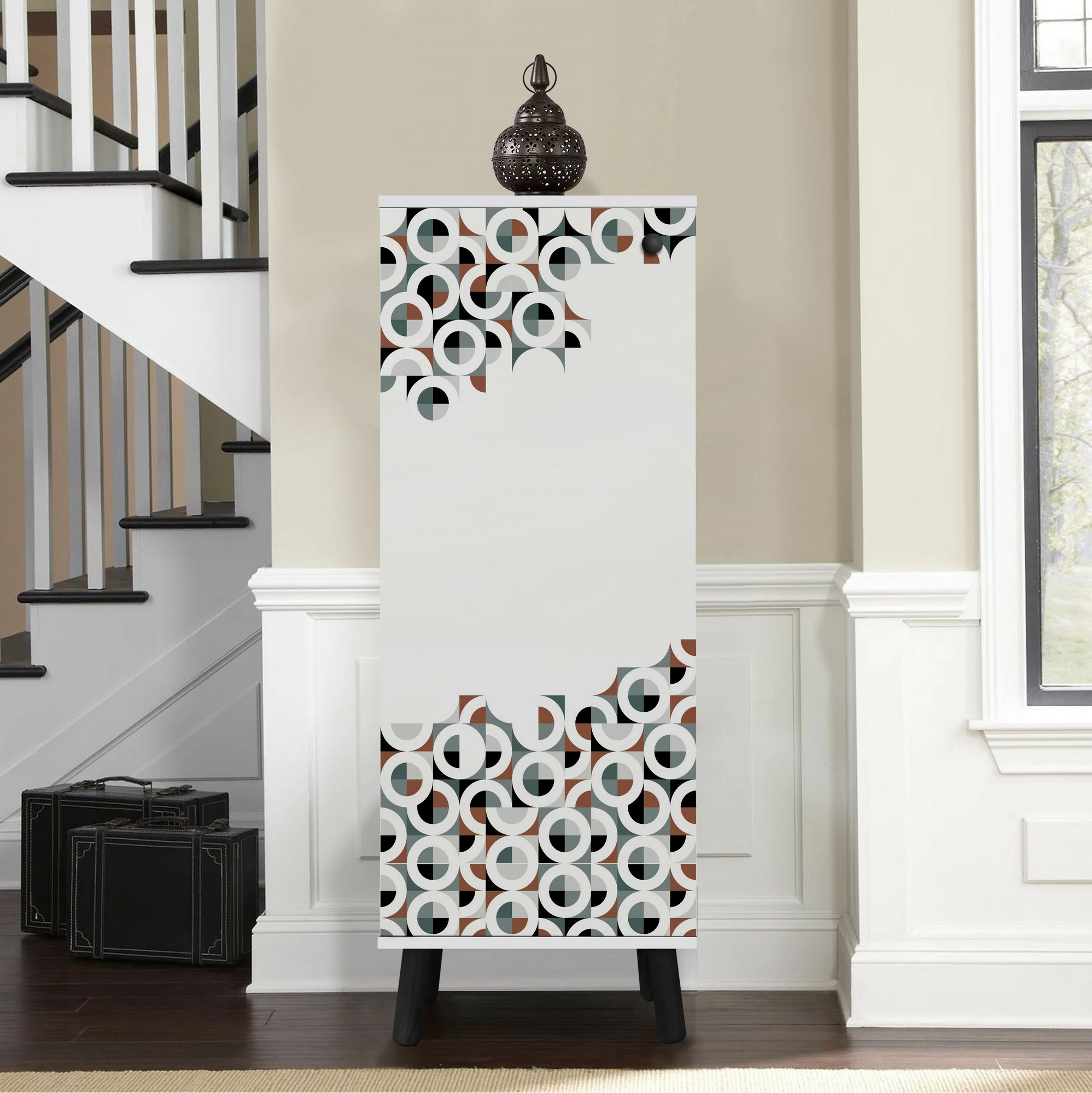 Dollap këpucësh Skye Decor, Vegas - SB 958, i bardhë/zi, me rafte të shumta