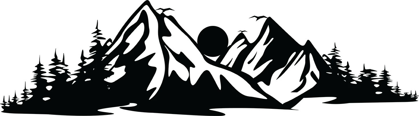 Aksesor dekorativ metalik për mur, Wallity, Mountain 2, ngjyrë e zezë, 68x19cm