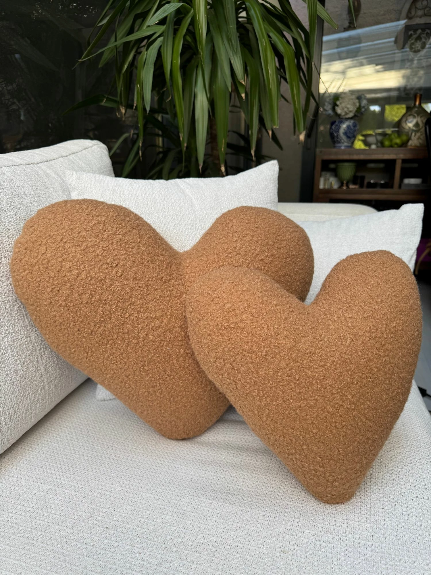 Jastëk dekorativ zemër, teddy, ngjyrë kafe, i vogël