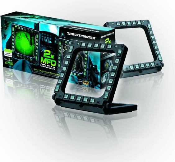 Panel MFD për simulim fluturimi Thrustmaster MFD Cougar, 48 komanda të programueshme, me ndriçim, set 2 copë, i zi