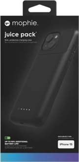Mbështjellës Mophie Juice Pack për iPhone 15 me power bank 2400 mAh, Zagg, zi