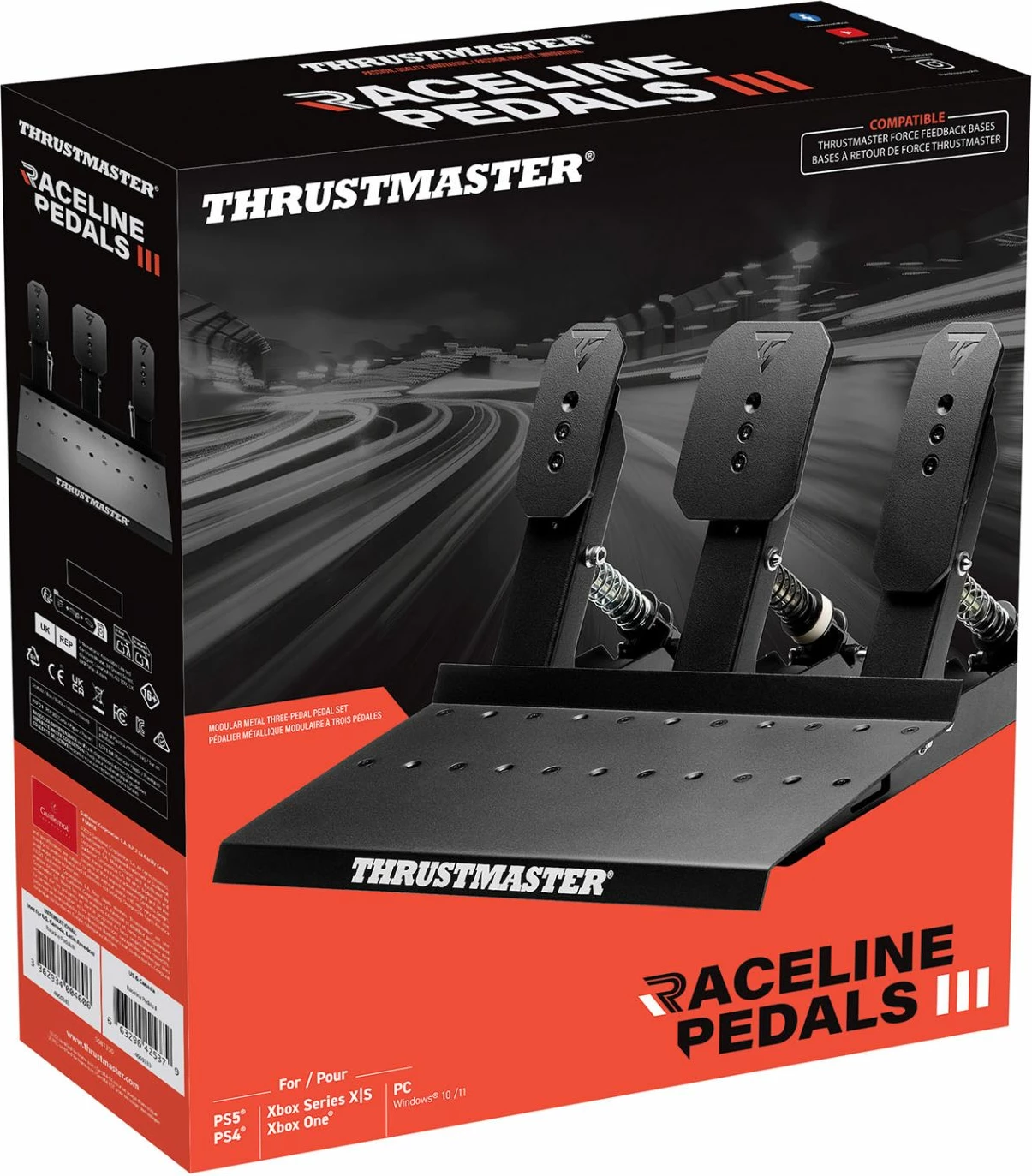 Set pedalash Thrustmaster Raceline Pedals III LC, 3-pedalësh, metalik, për PC/PS5/PS4/Xbox One/Xbox Series X|S, zi