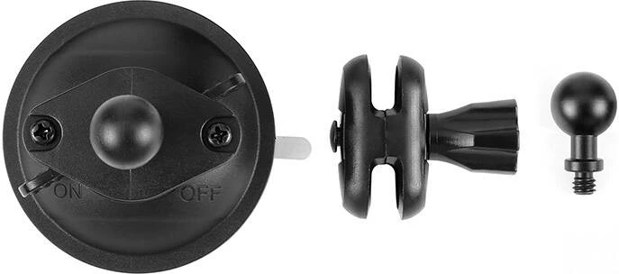 Mbajtës me kupë thithëse PULUZ PU544B 1/4 inç, kokë sferike 17 mm, rrotullim 360°, për kamera sportive (DJI Action, GoPro, Insta360), e zezë