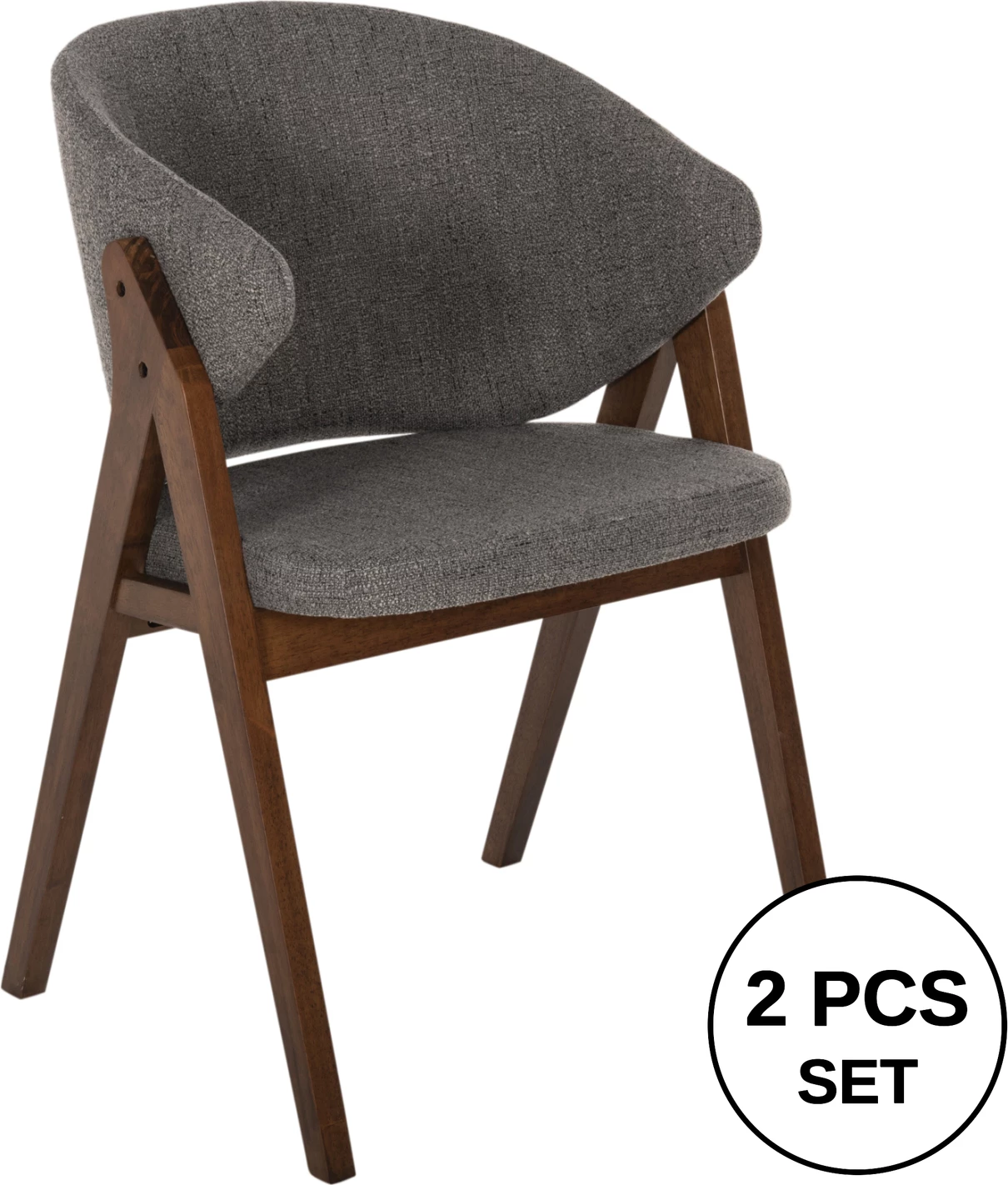 Karrige për ngrënie HANA FH9746.02 dru gome ngjyrë arre-stof ngjyrë gri 55x60x84H cm., set prej 2 copë